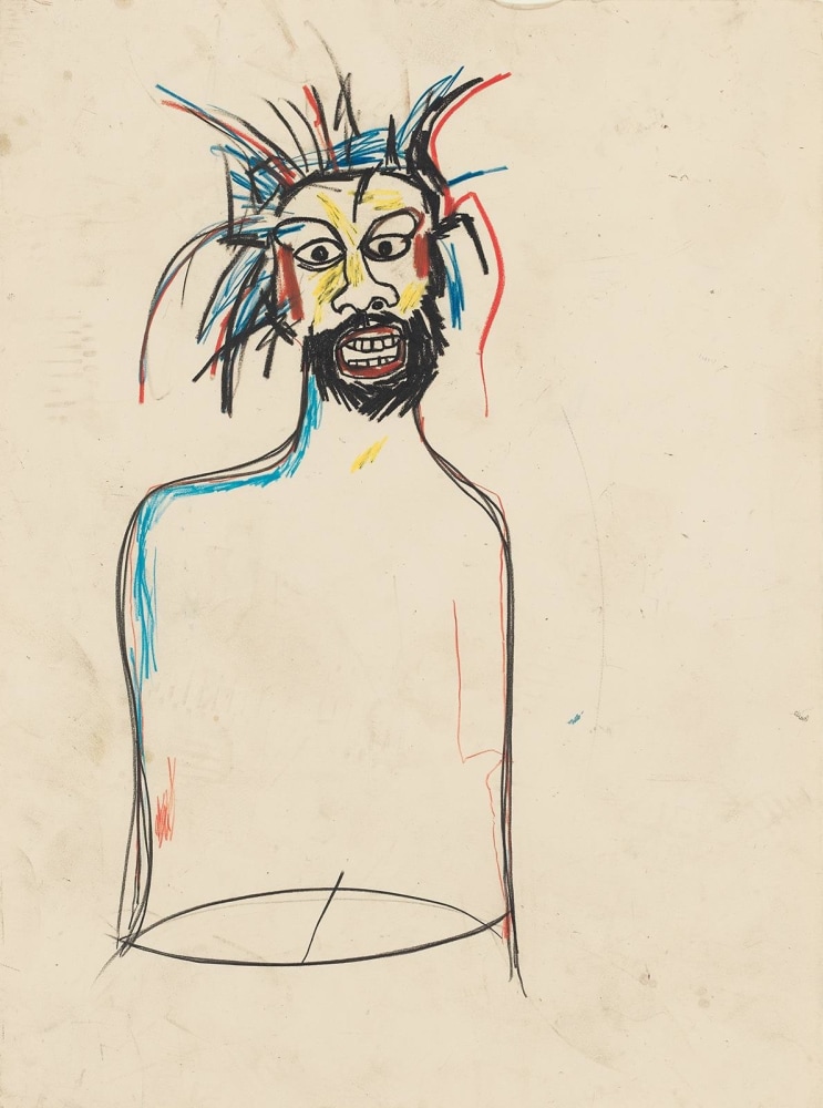 JEAN-MICHEL BASQUIAT
Untitled (Portrait),&amp;nbsp;1984
Oilstick and colored pencil on paper
30 x 22.3 inches / 76.2 x 56.6 cm