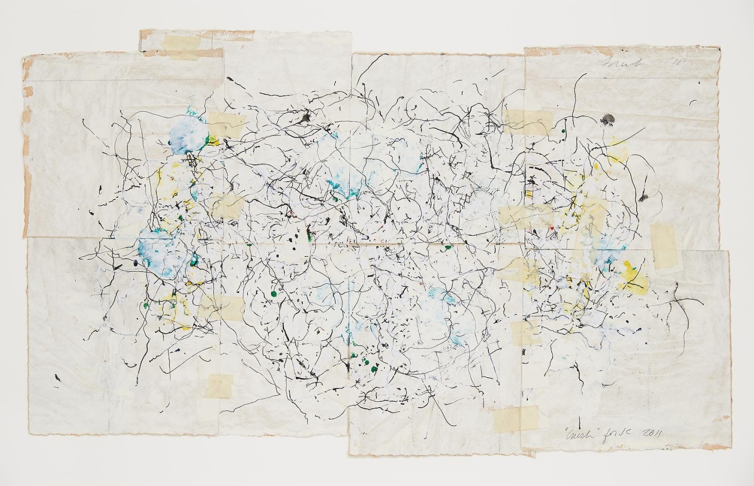 JAN FRANK
Crush,&amp;nbsp;2011
Dutch Linen Paper / sized / pen &amp;amp; ink, masking tape
15.5 x 28 inches / 39.4 x 71.1 cm