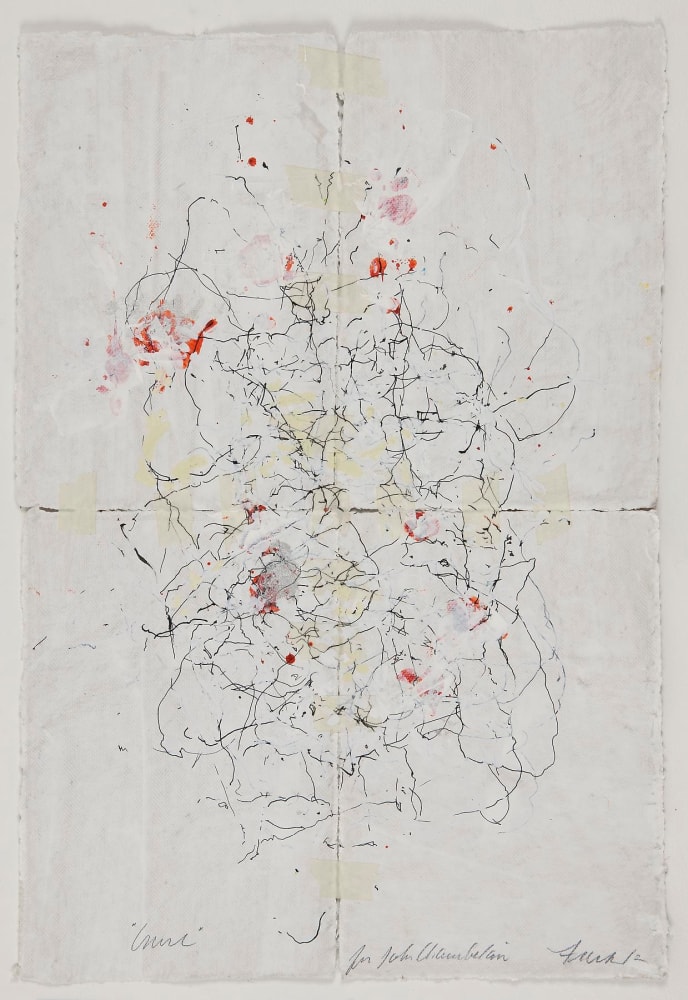JAN FRANK
Crush,&amp;nbsp;2011
Dutch Linen Paper / sized / pen &amp;amp; ink, masking tape
24.5 x 16.3 inches / 62.2 x 41.4 cm