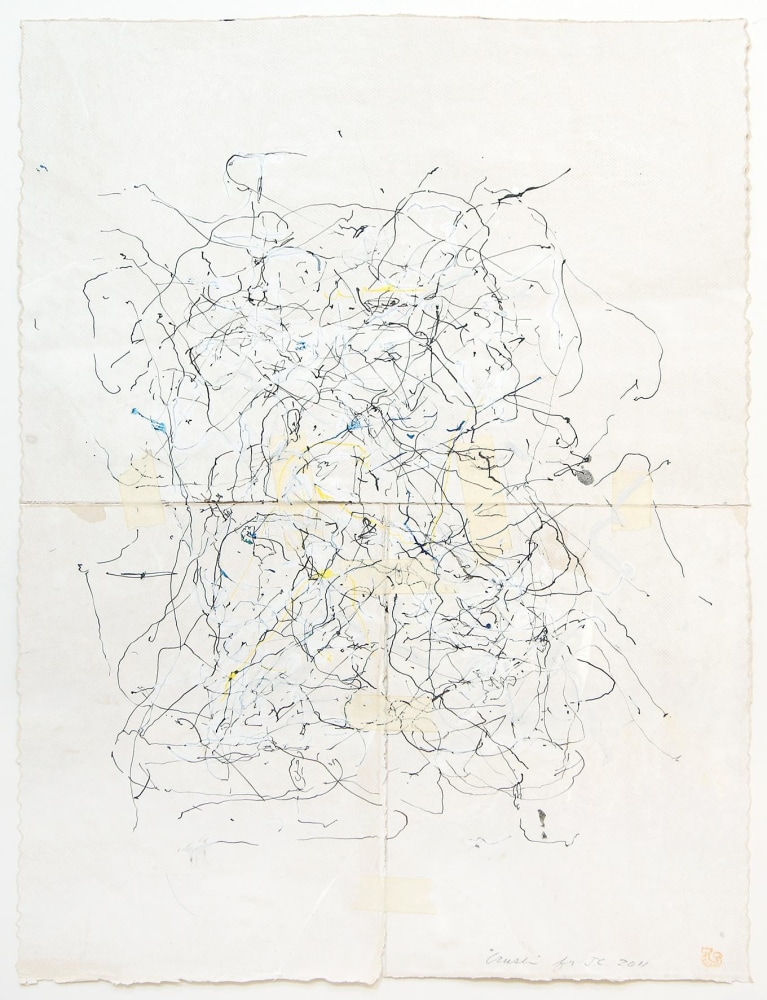 JAN FRANK
Crush,&amp;nbsp;2011
Dutch Linen Paper / sized / pen &amp;amp; ink, masking tape
26 x 17.5 inches / 66 x 44.5 cm