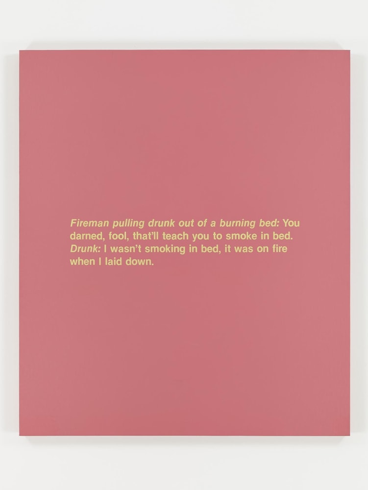 RICHARD PRINCE
Fireman and the Drunk,&amp;nbsp;1988
Acrylic and silkscreen on canvas
56 x 48 inches  / 142.2 x 121.9 cm