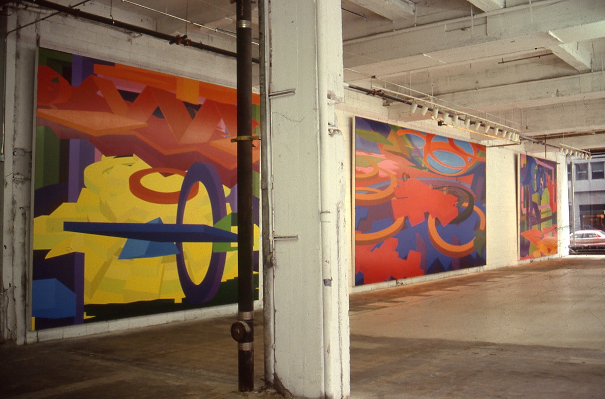 Three Installations of Al Held paintings at Madison Avenue and 57th Street, New York