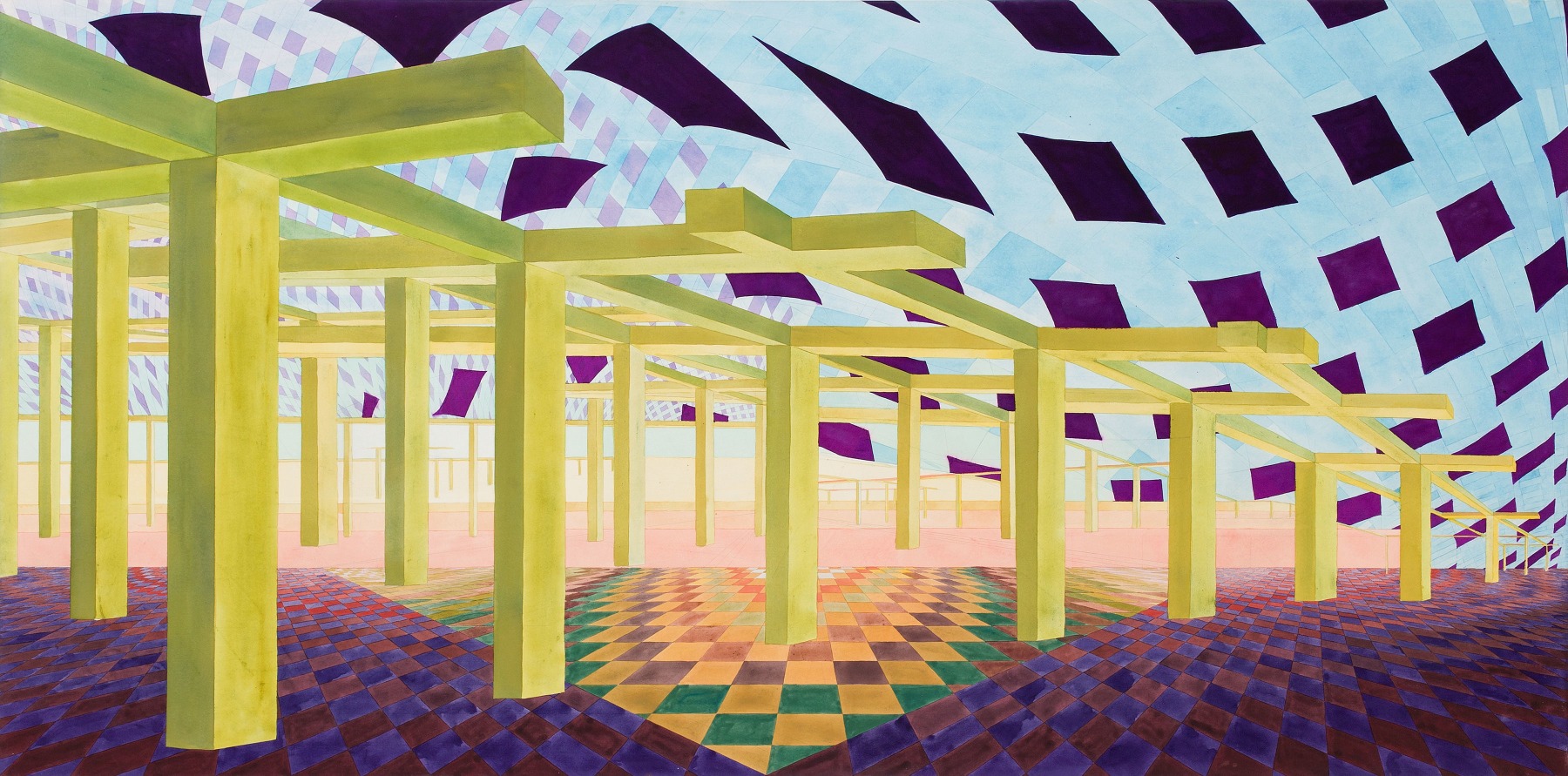 Particular Paradox 5

1999

Watercolor on paper mounted on board

49 3/4 x 99 1/2 inches