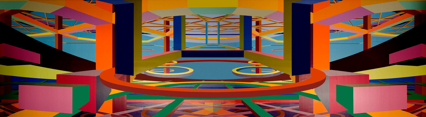 Mantegna&amp;#39;s Edge

1983

Acrylic on canvas

14 feet 6 inches x 55 feet

Southland Center, Dallas, Texas, 1983-1991 (acquired 1995 by Boca Raton Museum of Art, Boca Raton, Florida)
