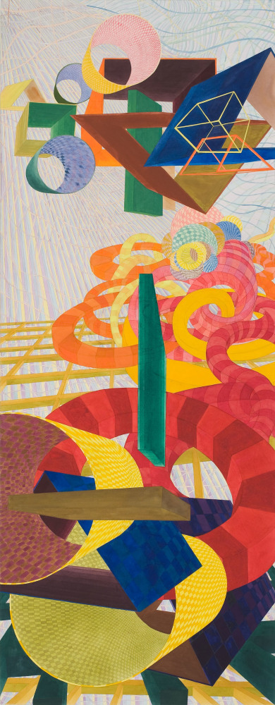 Gravity&amp;#39;s Strings III

2002-2004

Watercolor on paper mounted on board

100 1/2 x 39 3/4 inches