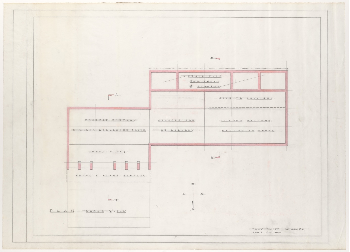 Plan, colored pencil and graphite on tracing paper
18 &amp;times; 24 7/8 in. (45.7 &amp;times; 63.2 cm)