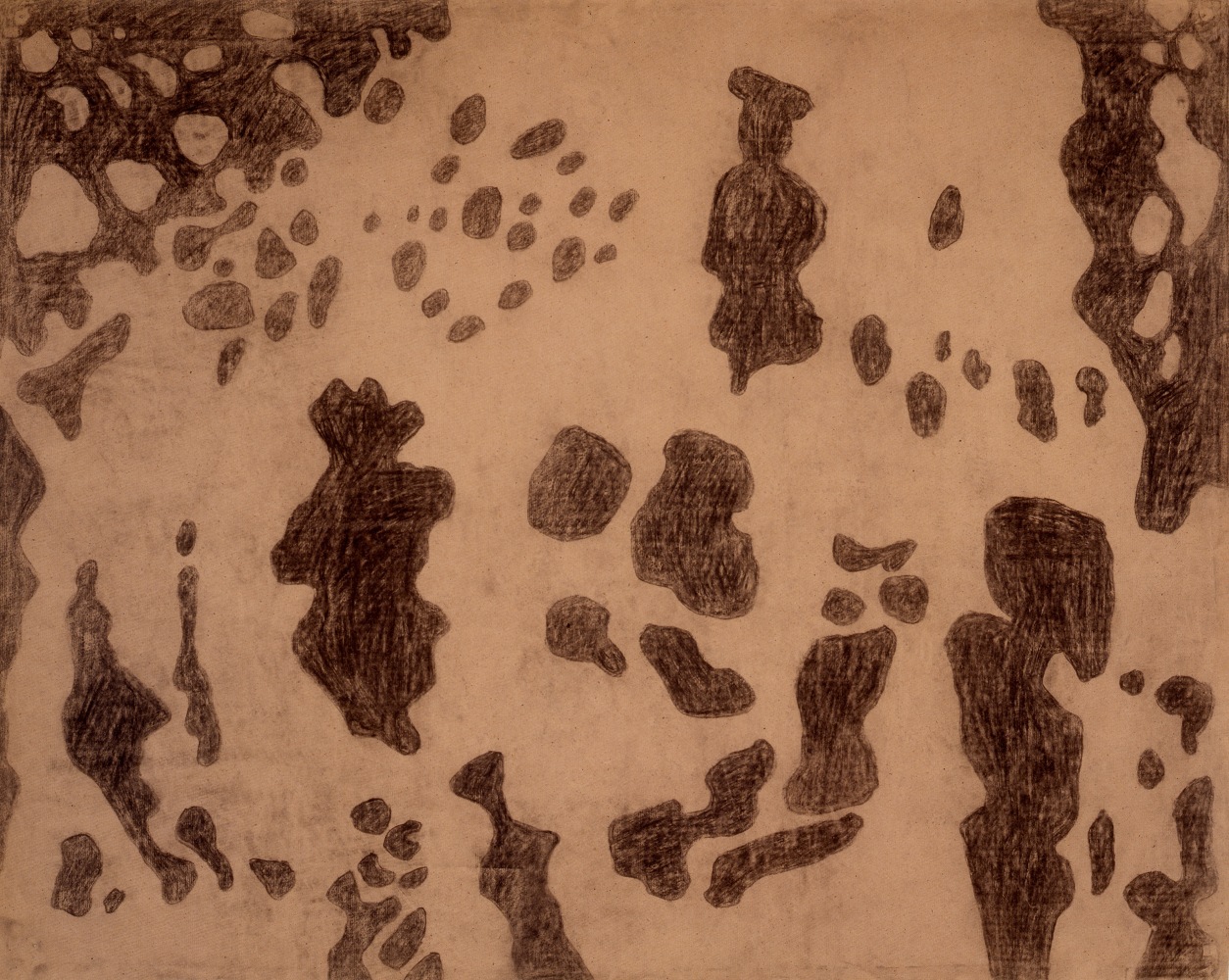 Untitled, 1953&amp;ndash;55
Charcoal on brown paper
31 3/4 &amp;times; 39 1/4 in. (80.6 &amp;times; 99.7 cm)