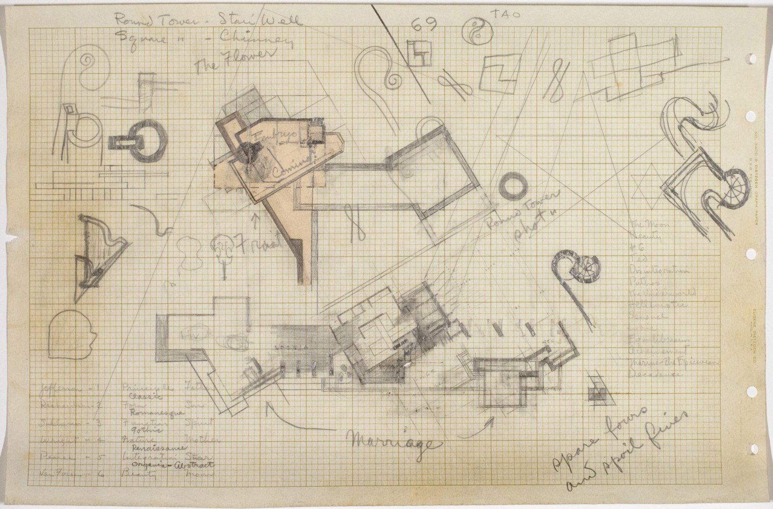 Composite sketch, graphite and collage on gridded paper
11 &amp;times; 16 1/2 in. (27.9 &amp;times; 41.9 cm)