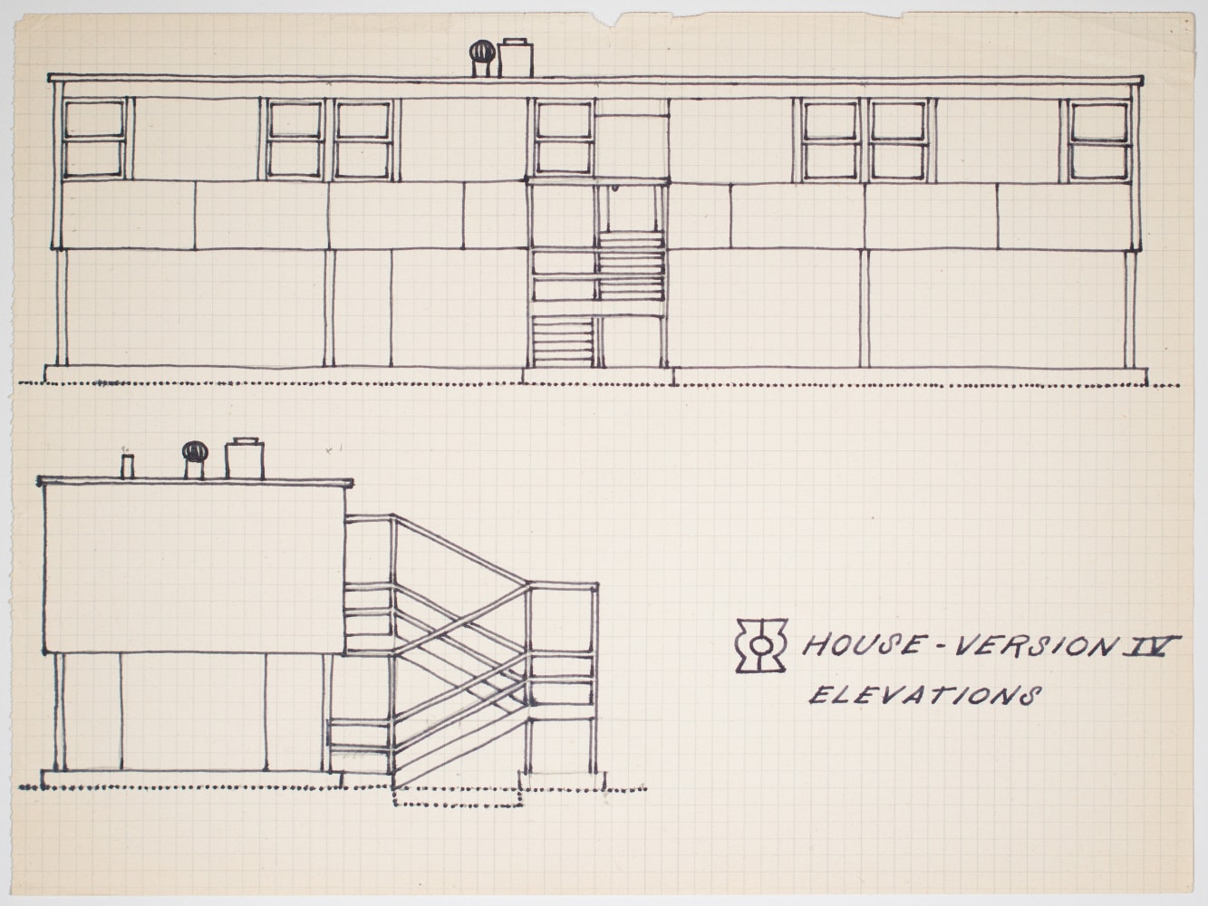 Elevations, ink on gridded paper
8 1/4 &amp;times; 11 in. (21 &amp;times; 27.9 cm)