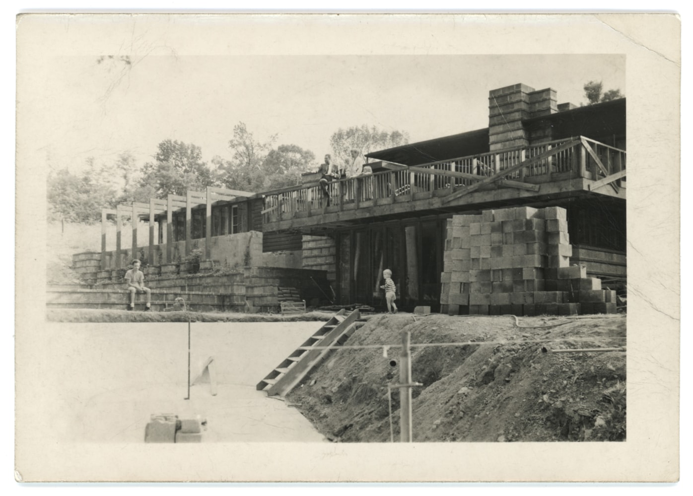 Exterior view, under construction, before 1947