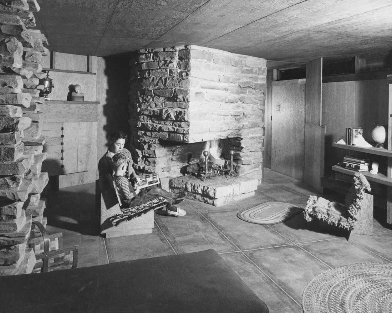 Interior view of living room, 1940s
