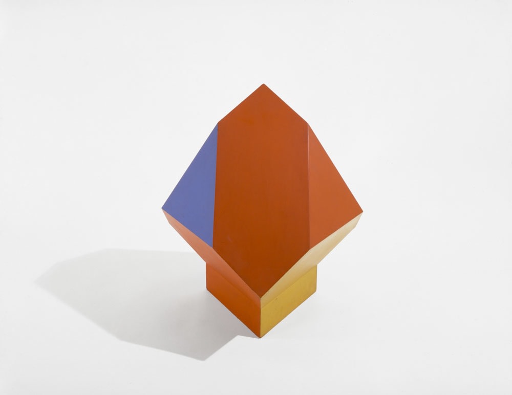 Wood, painted red, blue, ochre
301&amp;frasl;2&amp;nbsp;&amp;times; 27 &amp;times; 27 in. (77.5 &amp;times; 68.6 &amp;times; 68.6 cm)