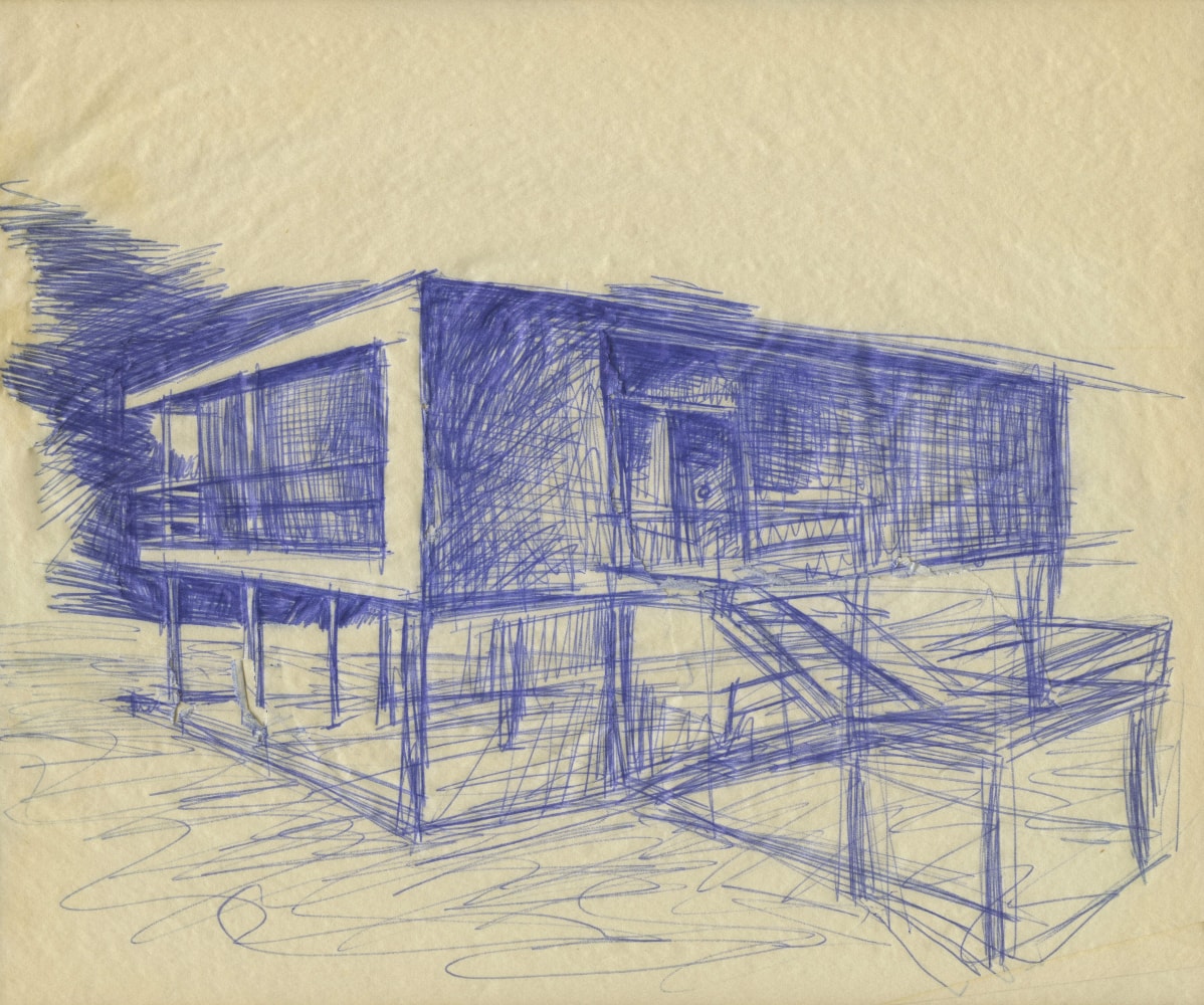Perspective study, ink on paper
8 &amp;times; 10 1/8 in. (20.3 &amp;times; 25.7 cm)
