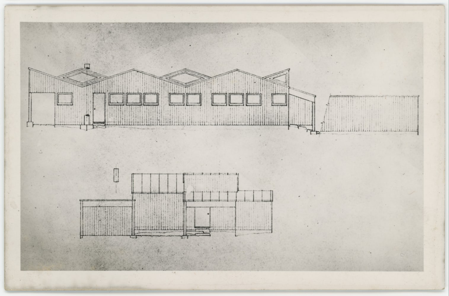 Elevation and section, postcard made from photograph of original drawing
3 1/2&amp;nbsp;&amp;times; 5 1/2 in. (8.9 &amp;times; 14 cm)