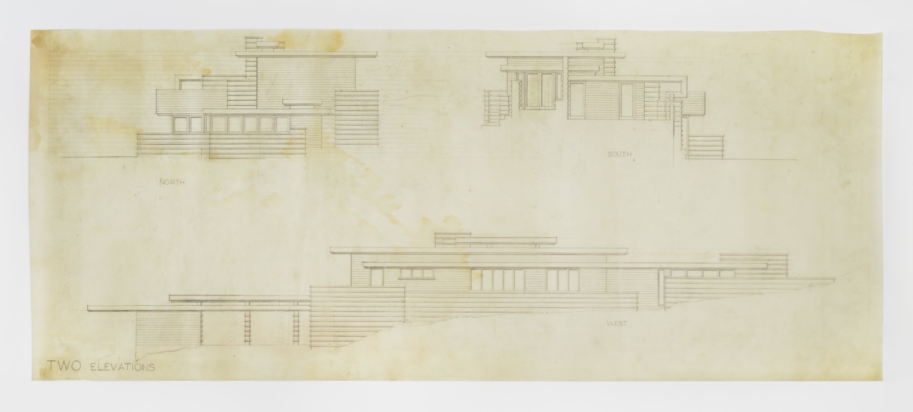 Elevations, graphite on tracing paper
16 3/8 &amp;times; 39 5/8 in. (41.6 &amp;times; 100.6 cm)