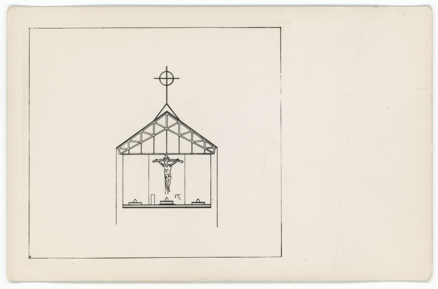 Plan, postcard made from photograph of original drawing
3 1/2 x 5 1/2 in. (8.9 x 14 cm)