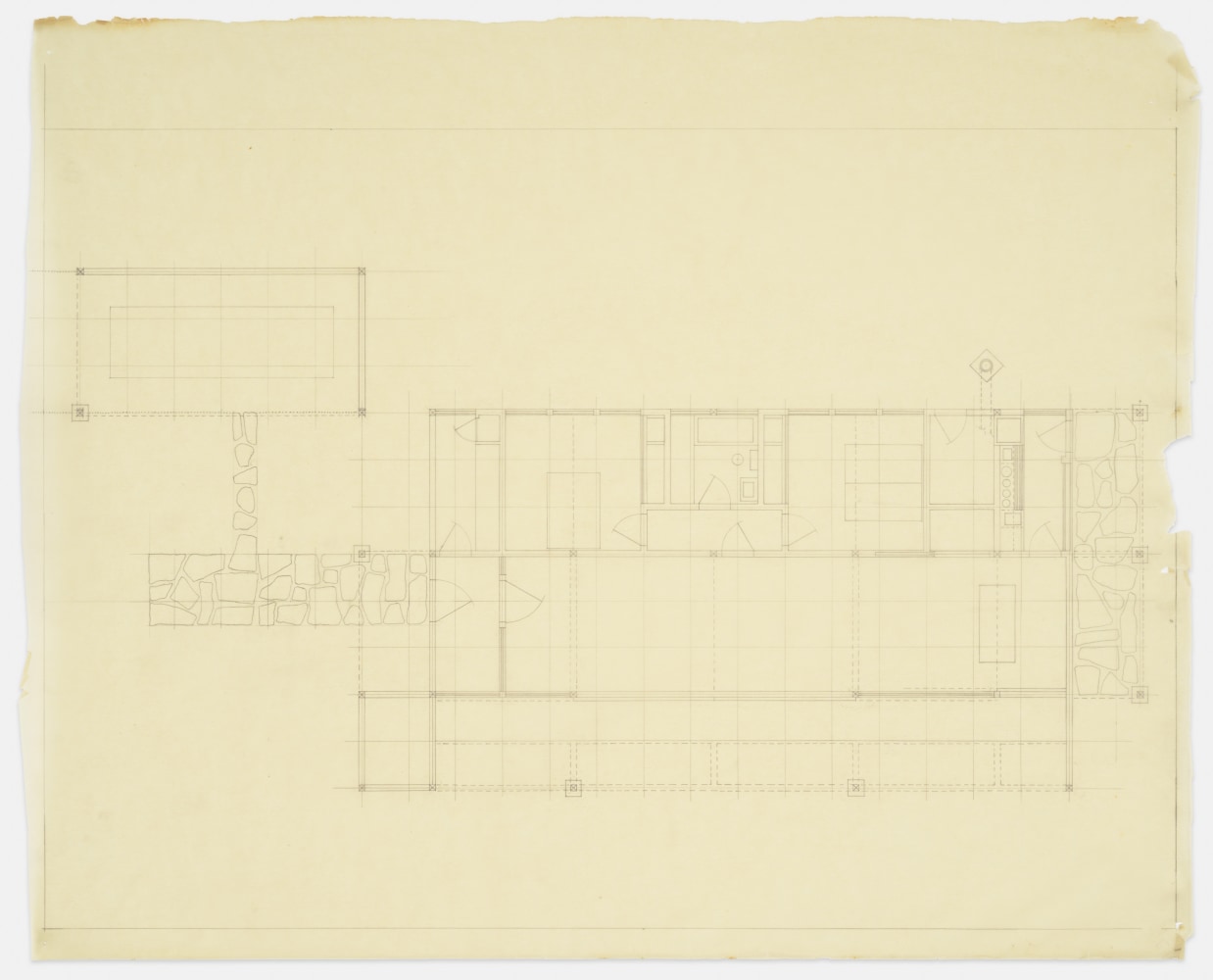 Plan, graphite on tracing paper
19 3/4 &amp;times; 24 3/8 in. (50.2 &amp;times; 61.9 cm)