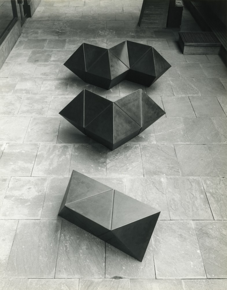 Steel, painted black
Unit 1: 29 7/8 in. &amp;times; 6 ft. 1/2 in. &amp;times; 3 ft. 6 in. (75.9 &amp;times; 184.2 &amp;times; 106.7 cm)
Unit 2: 4 ft. 3 3/8 in. &amp;times; 6 ft. 1/2 in. &amp;times; 6 ft. 1/2 in. (130.5 &amp;times; 184.2 &amp;times; 184.2 cm)
Unit 3: 4 ft. 3 3/8 in. &amp;times; 9 ft. 1/2 in. &amp;times; 6 ft. 1/2 in. (130.5 &amp;times; 275.6 &amp;times; 184.2 cm)
Edition 1/3
Whitney Museum of American Art, New York