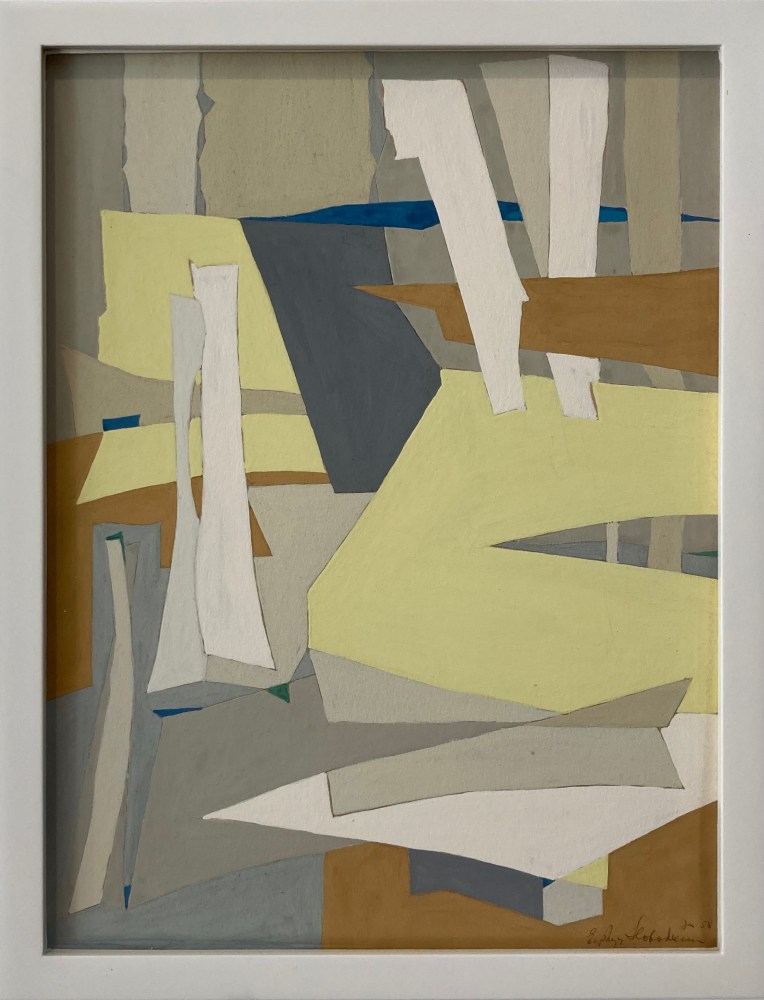 abstract in yellow and gray and white