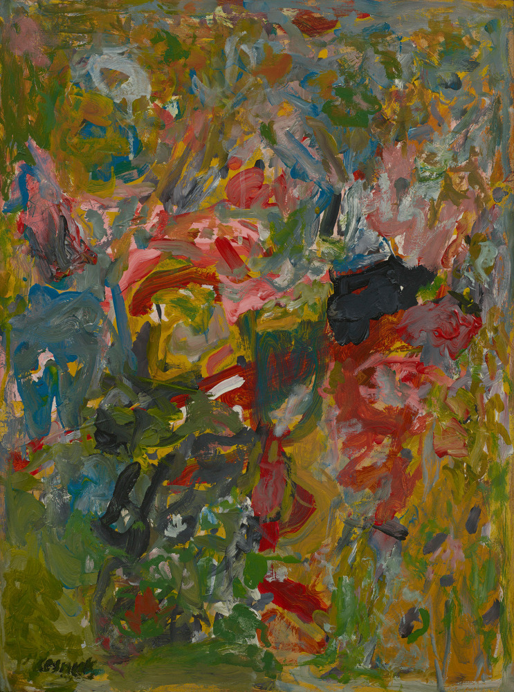 abstract painting with thick paint in swirling gestures