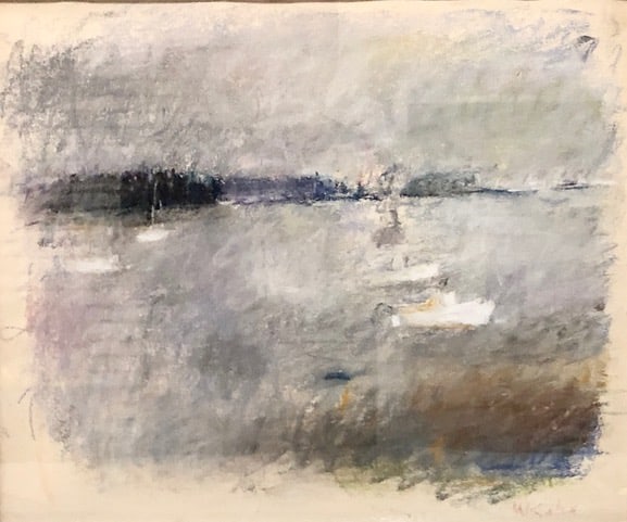 pastel water scene with two boats