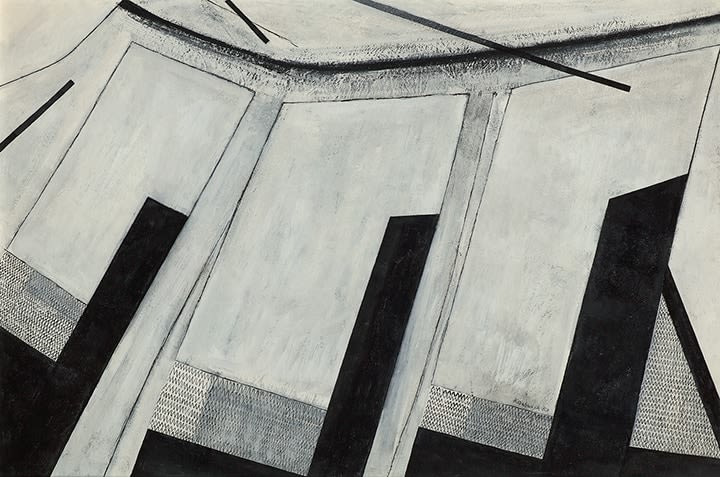 geometric interpretation of Mt. Katahdin in the snow in Maine