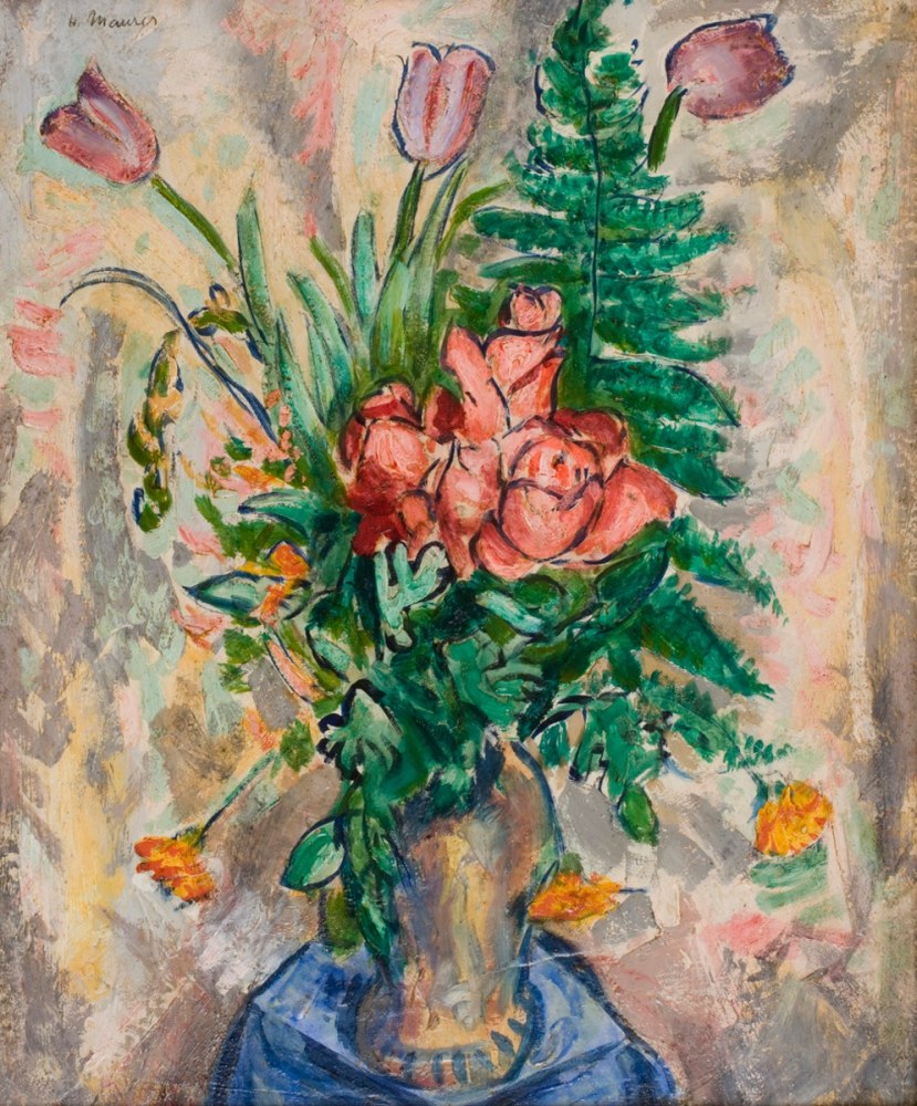 modern still life with red flowers