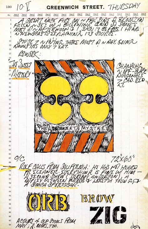 Journal page for May 10, 1962 with a color sketch of the painting The Sweet Mystery