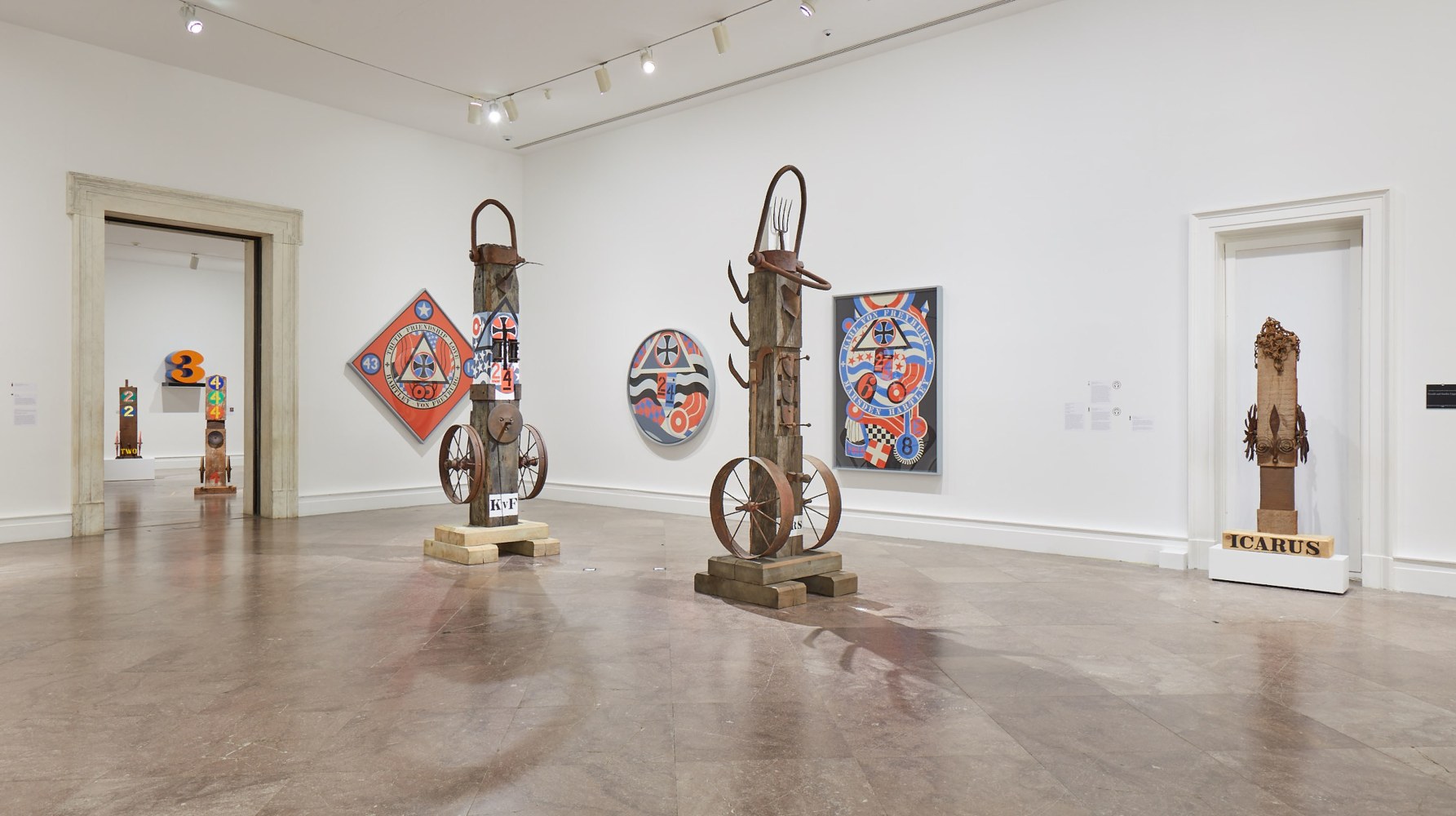 Installation view of Robert Indiana: A Sculpture Retrospective at the Albright-Knox Art Gallery, 2018