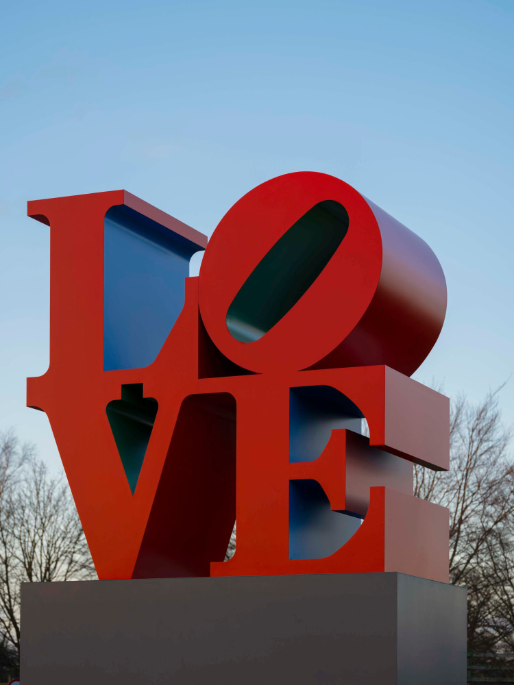 Robert Indiana's red blue green LOVE sculpture at the Yorkshire Sculpture Park