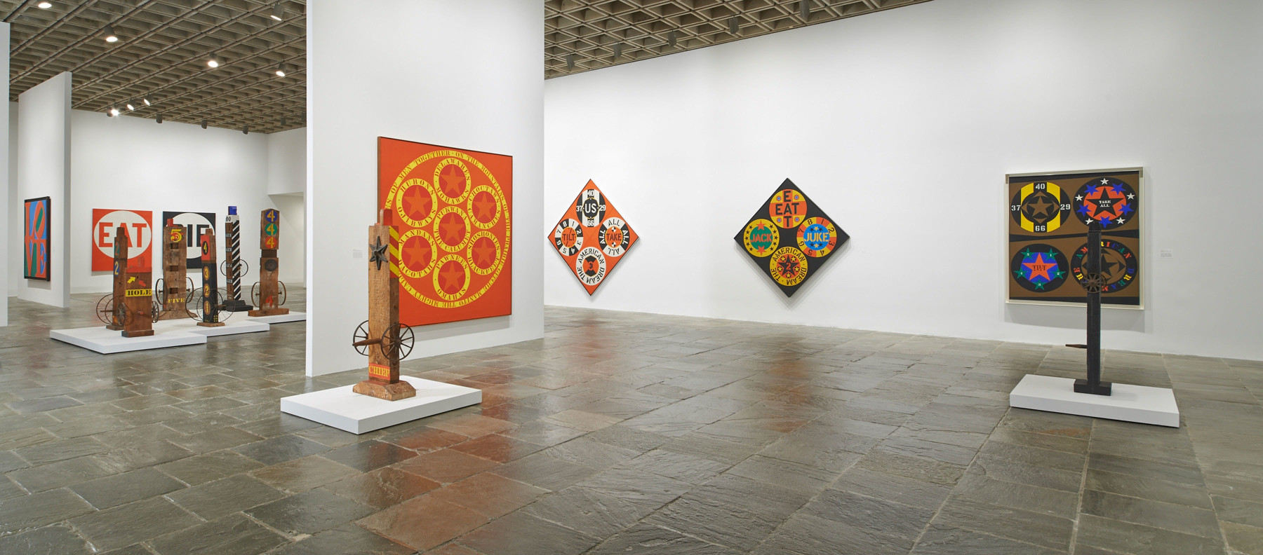 Installation view, Robert Indiana: Beyond LOVE, Whitney Museum of American Art, 2013