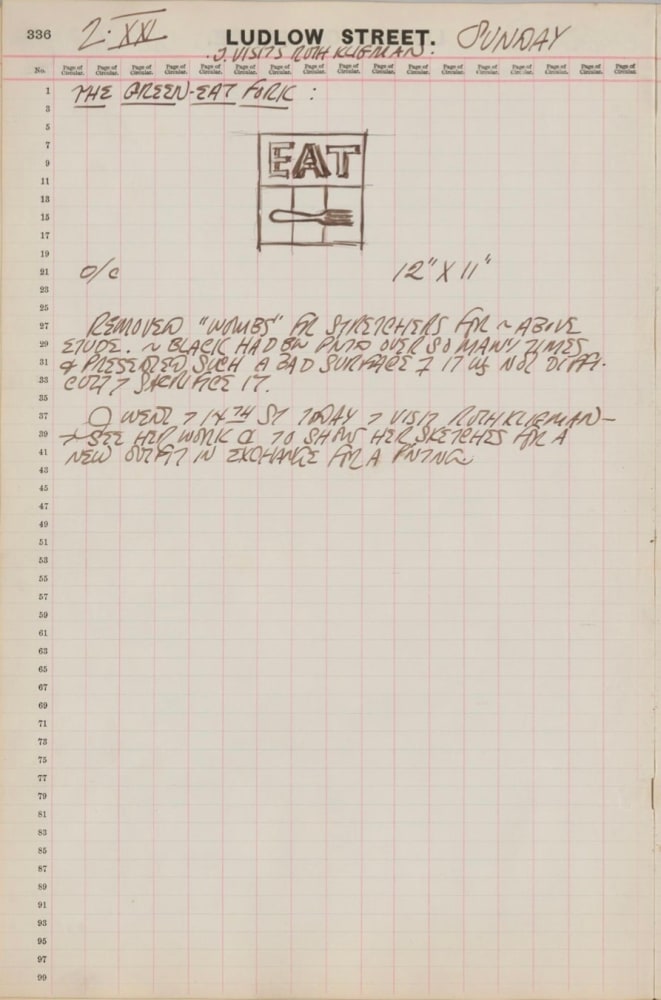 Journal page for December 2, 1962, with a black and white sketch of the painting Eat