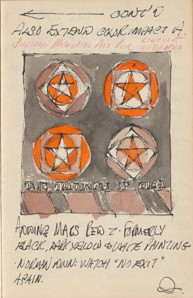Journal page for March 1, 1961 with color sketch of the paiinting The Triumph of Tira