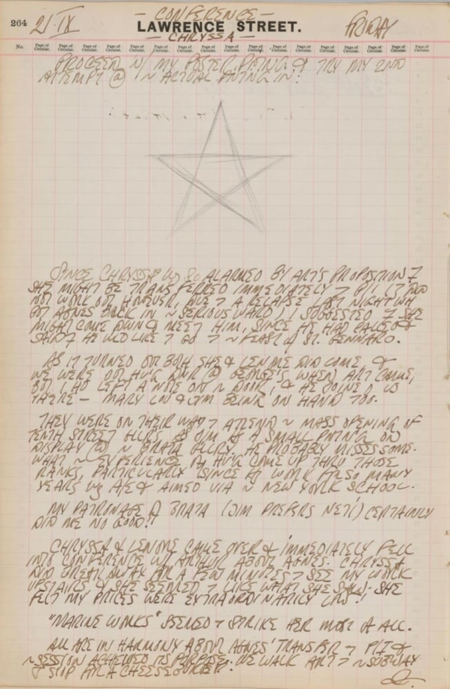 Journal page for September 21, 1962, with a sketch of a star