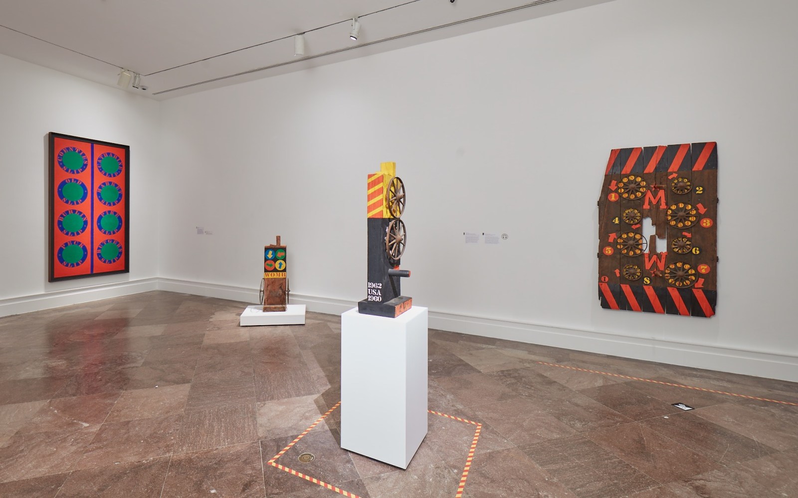 Installation view of&amp;nbsp;Robert Indiana: A Sculpture Retrospective, Albright-Knox Art Gallery, Buffalo, June 16&amp;ndash;September 23, 2018. Left to right,&amp;nbsp;The Slips (1959&amp;ndash;60),&amp;nbsp;Womb (1960&amp;ndash;62), Mate (1960&amp;ndash;62), and&amp;nbsp;Marine Works (1960&amp;ndash;62). Photo: Tom Powel Imaging