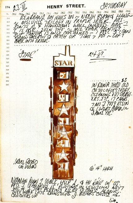 Journal page for June 23–24, 1962 with a color sketch of the sculpture Star