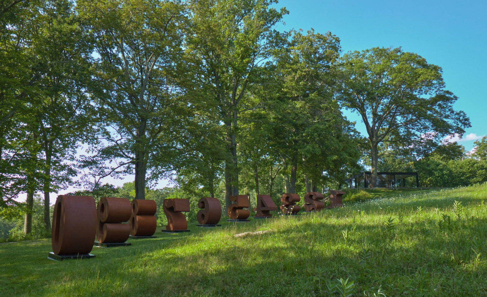 ONE Through ZERO (The Ten Numbers), 1980&amp;ndash;2003, at the Glass House, 2017. Photo: Tom Powel Imaging; Artwork: &amp;copy; The Robert Indiana Legacy Initiative/Artists Rights Society (ARS), NY