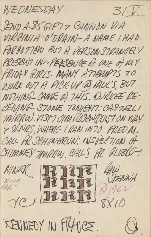 Journal page for May 31, 1961, with a sketch of the painting Niner