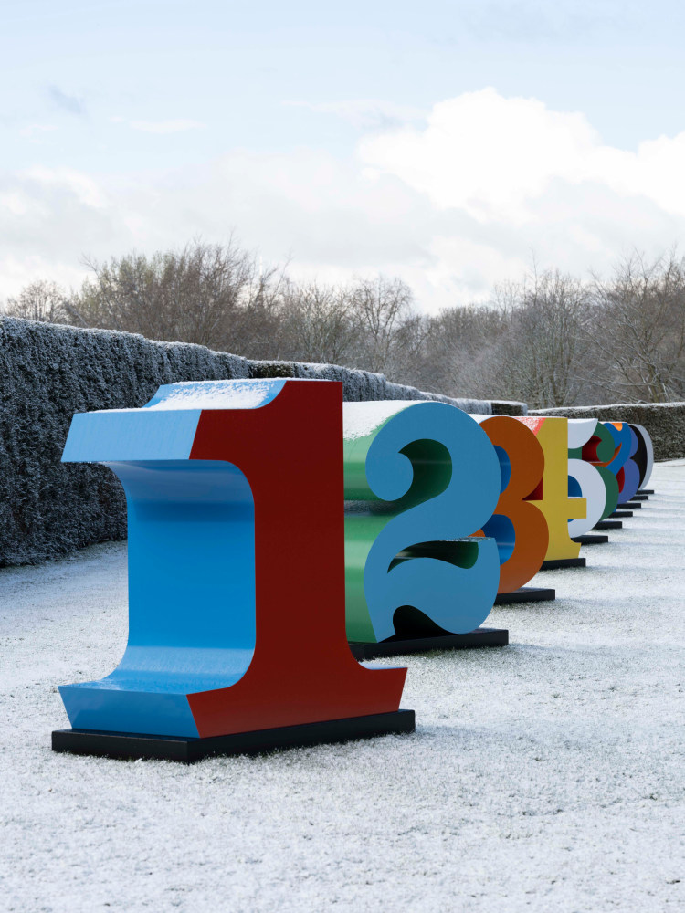 Robert Indiana, ONE Through ZERO (The Ten Numbers)&amp;nbsp;(1980&amp;ndash;2001), installation view at Yorkshire Sculpture Park, 2022. Photo: &amp;copy; Jonty Wilde, courtesy of Yorkshire Sculpture Park. Artwork: &amp;copy; The Robert Indiana Legacy Initiative/Artists Rights Society (ARS), NY