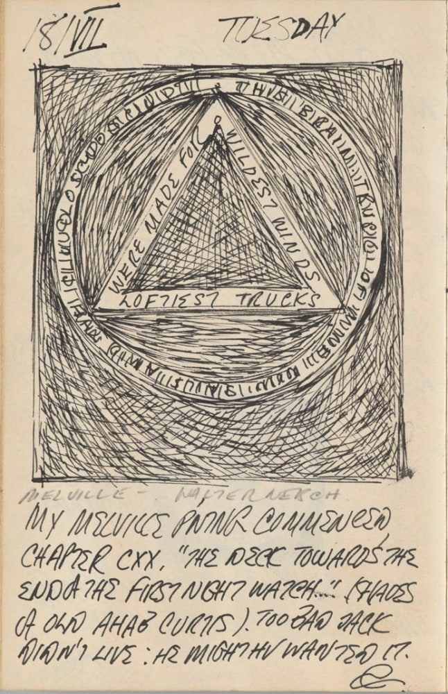 Journal page for July 18, 1961, with a sketch of the painting Melville