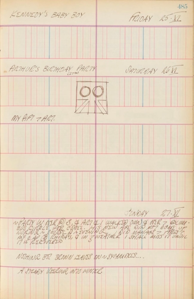 Journal page for November 25–27, 1960 with a rough sketch of a small untitled abstract painting