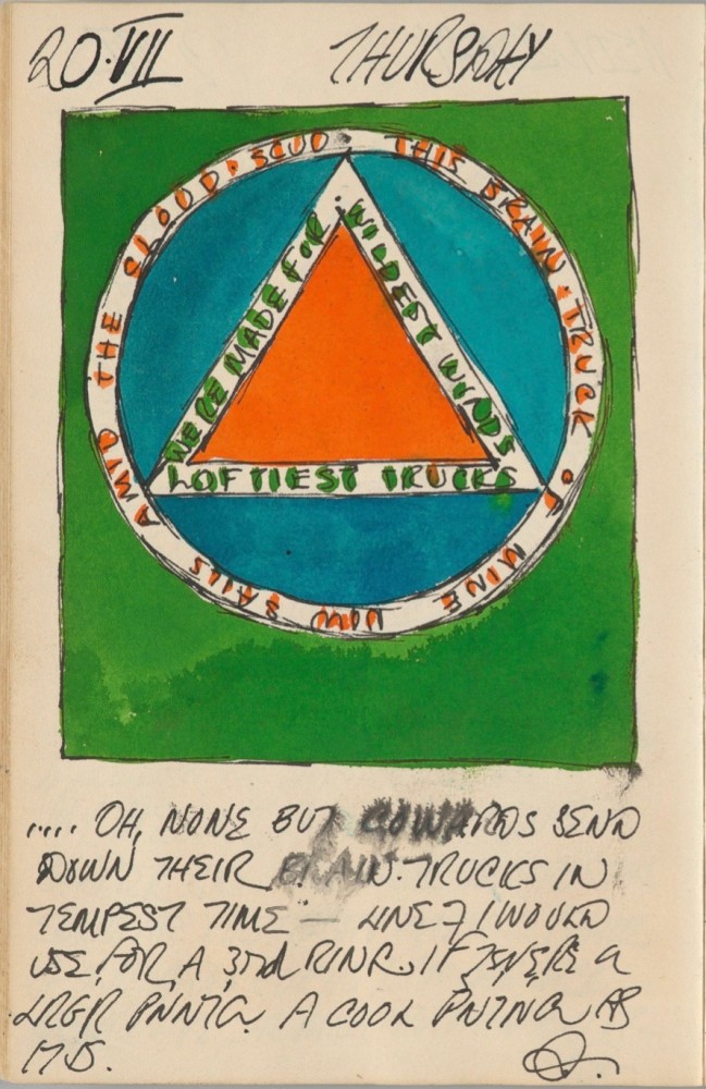 Journal page for July 20, 1961 with a color sketch of the painting Melville