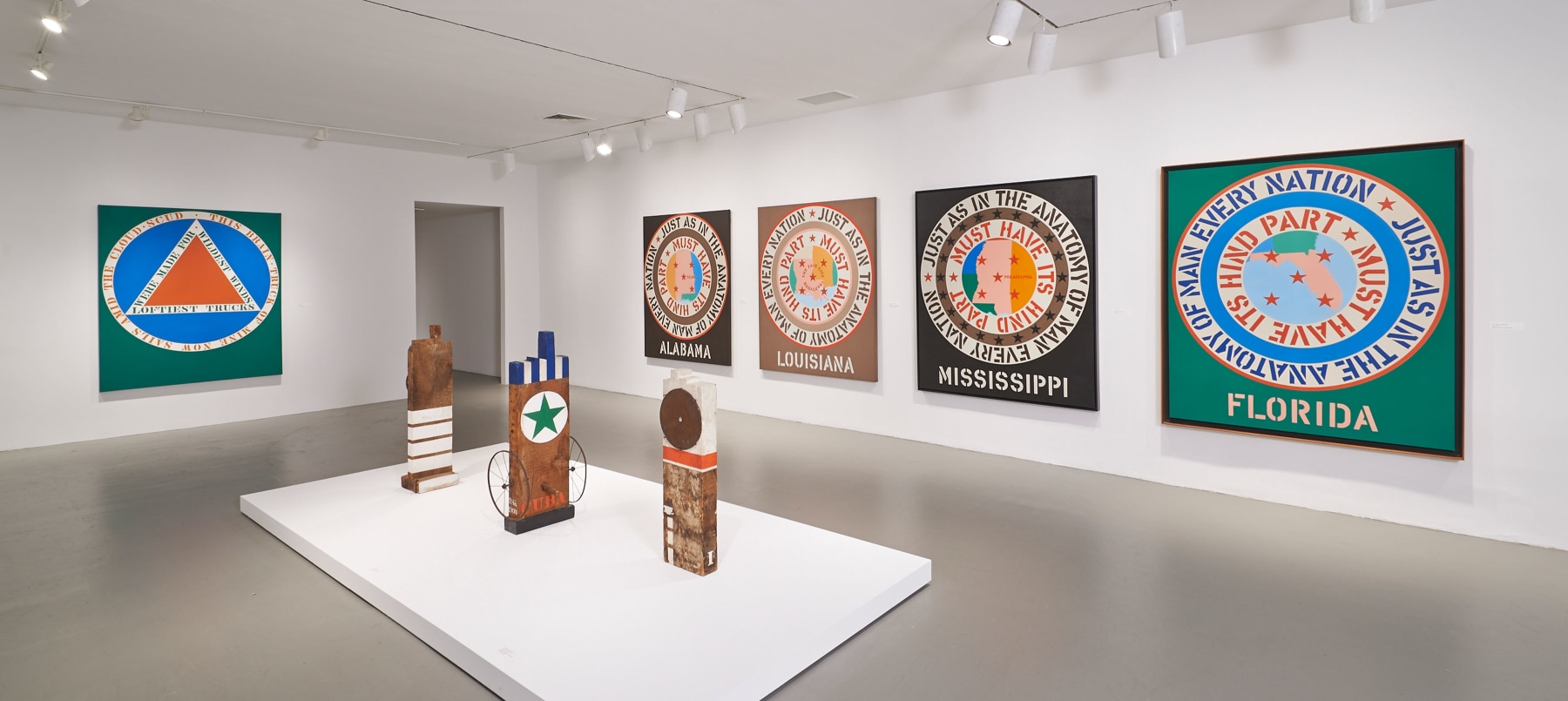 Installation view of Robert Indiana: Beyond LOVE, Whitney Museum of American Art, New York, September 26, 2013&amp;ndash;January 5, 2014. Photo: Tom Powel Imaging