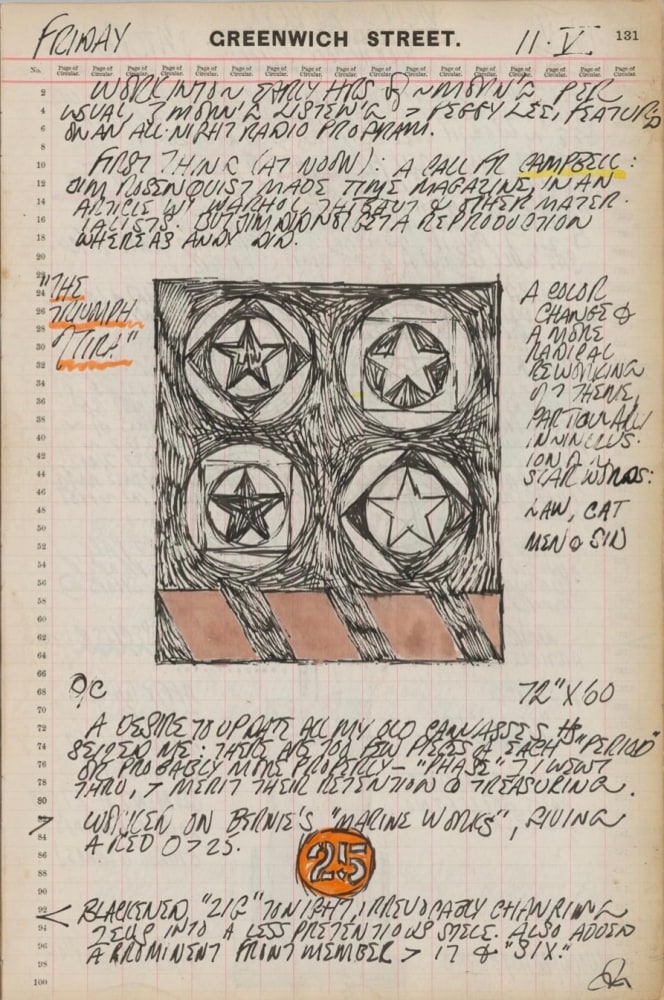 Journal page for May 11, 1962, with a color sketch of the painting The Triumph of Tira