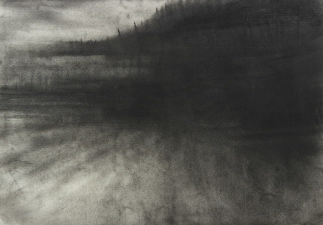 Atmospheric charcoal landscape drawing