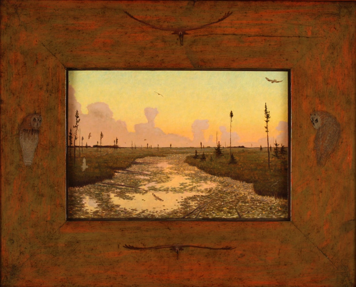 Nind Ajigidisse,&amp;nbsp;2009, oil on board, 15 1/2 x 19 1/4 inches,&amp;nbsp;including artist&amp;#39;s hand painted frame