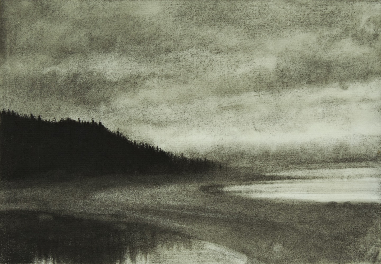 From the Inner Pool, 1981, charcoal on paper, 7 1/4 x 10 3/8 inches