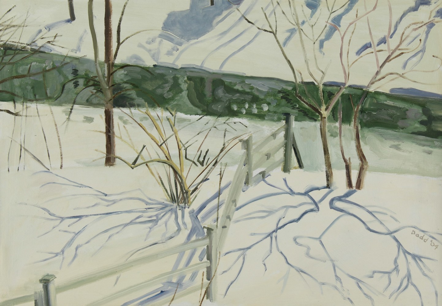 Gihon River Thaw, Johnson, VT, March, 2004, oil on Masonite, 14 x 20 inches