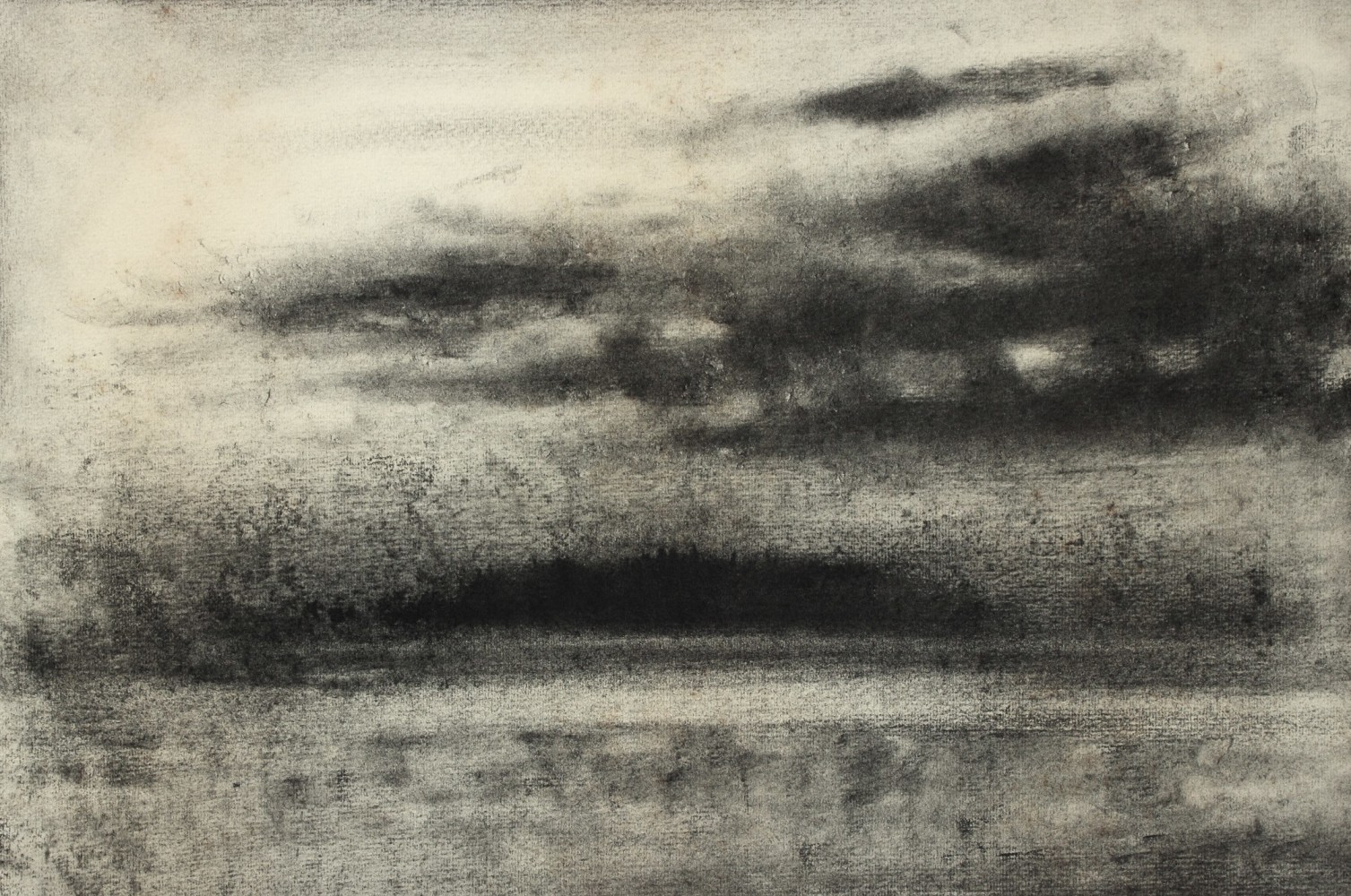 Atmospheric charcoal landscape drawing