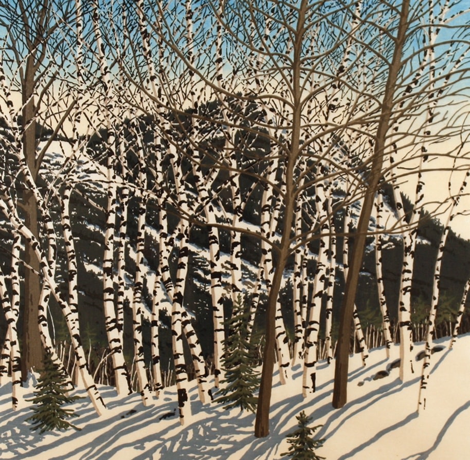 Birches, 1982-1983,&amp;nbsp;Woodcut on Kizuki Nishinouchi,&amp;nbsp;29 1/2 x 30 1/2 inches